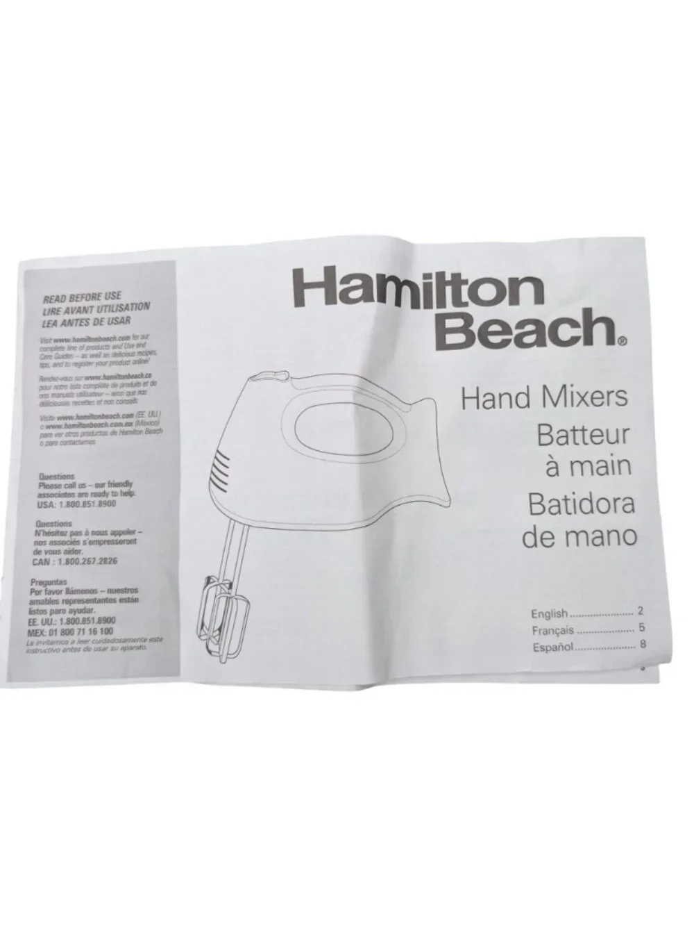 Hamilton Beach Electric Hand Mixer 6 Speed White 62682 2 Beaters 1 Whisk
